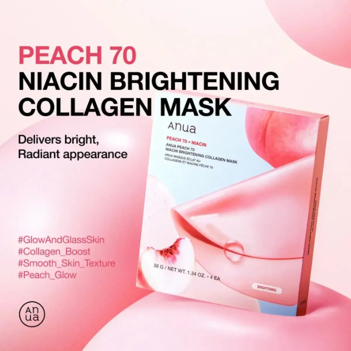 Peach 70 Niacin Brightening Collagen Mask Anua