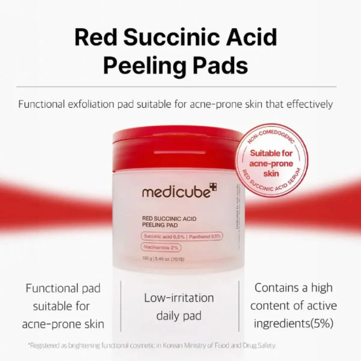 Red Succinic Acid Peeling Pad (70pcs) Medicube