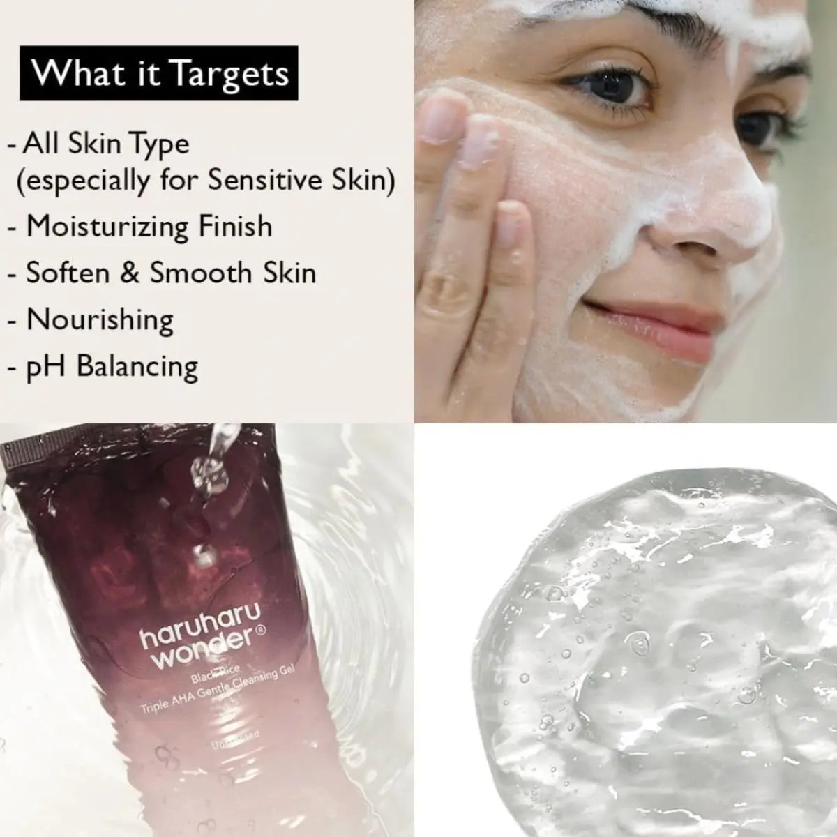 Black Rice Triple AHA Gentle Cleansing Gel 100mL Haruharu Wonder