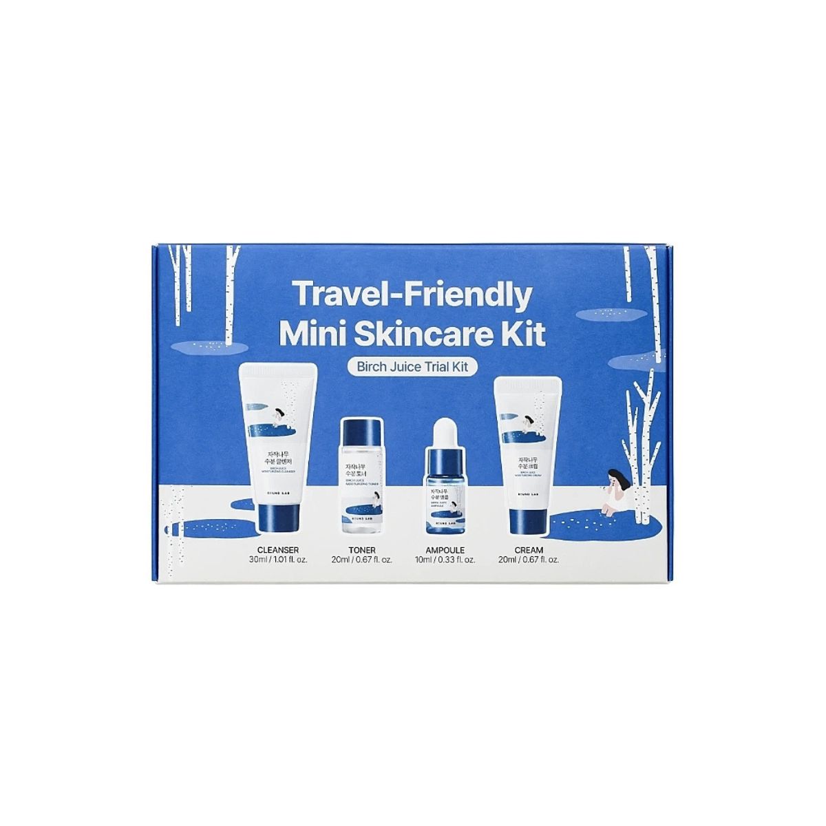 Birch Juice Trial Kit (Cleanser 30mL + Toner 20mL + Ampoule 10mL + Cream 20mL) Round Lab