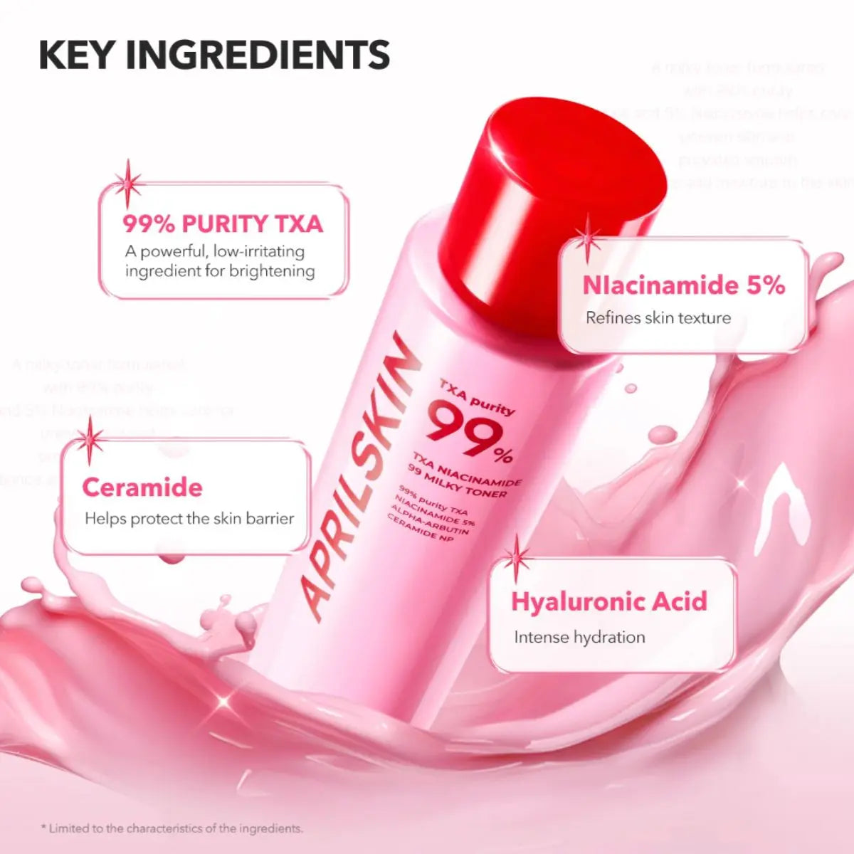 Ingrédients clés TXA Niacinamide Toning Shot 99 Milky Toner 150mL